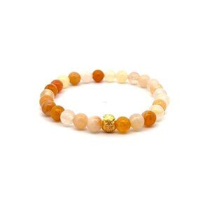 24K Yellow Gold Money Bag Lucky Bracelet Aventurine Multicolor Gemstones 6mm